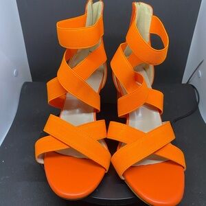 Vibrant Orange Strappy Women's Sandals NWOT Size 39 / US 8.5